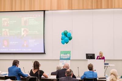 Dr. Lindsay speaking during the Business Pitch Competition.