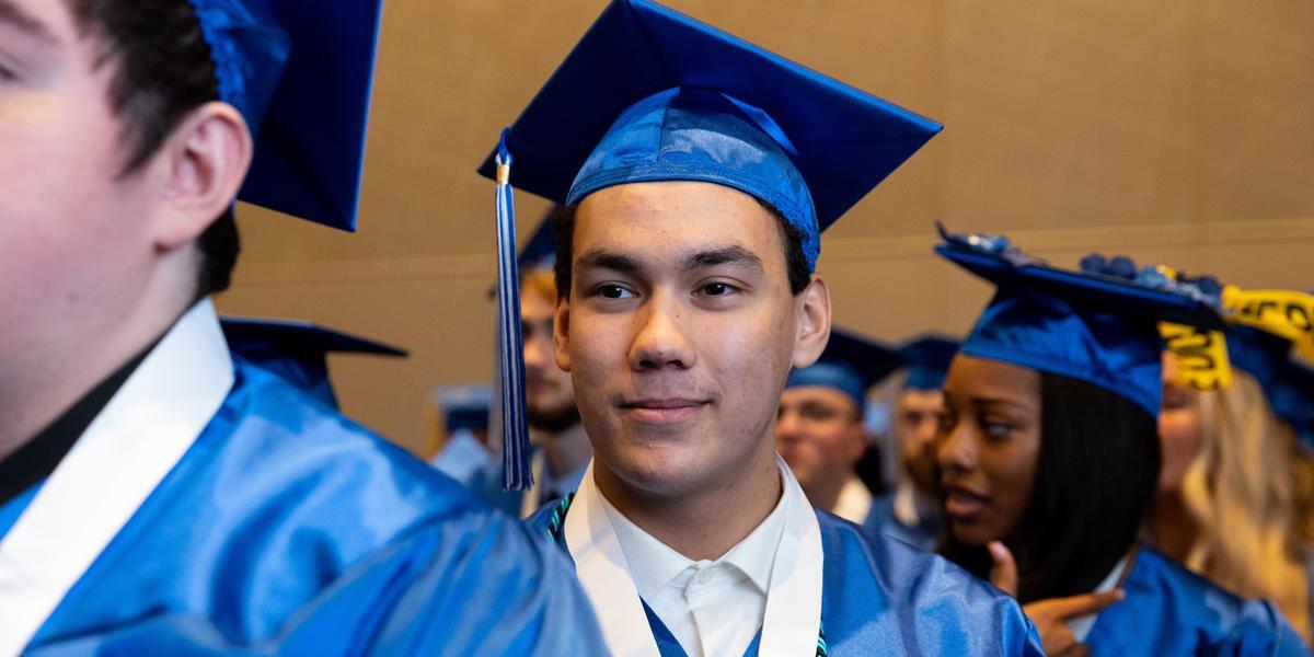 AACC student, Matt Bacho, in his cap and gown.