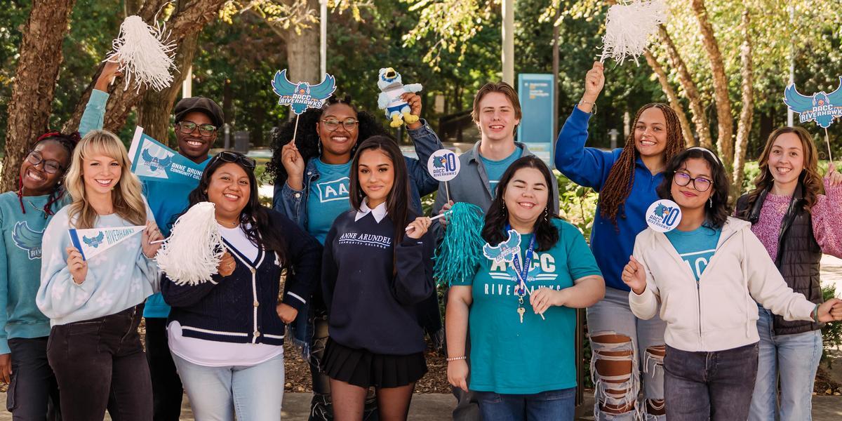 AACC students in AACC branded clothing.